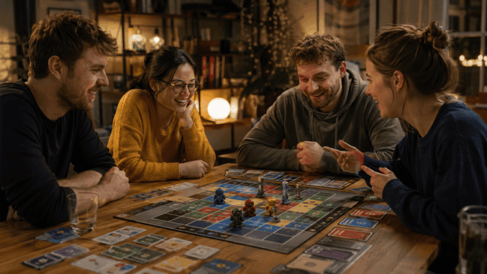 vriendengroep speelt roborally