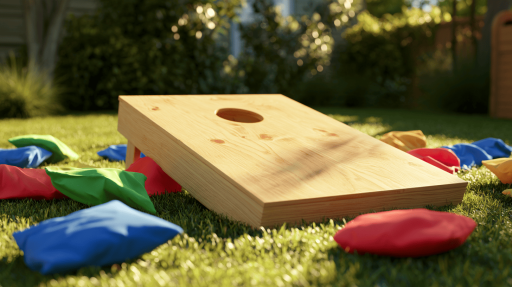 cornhole-plank met zakjes