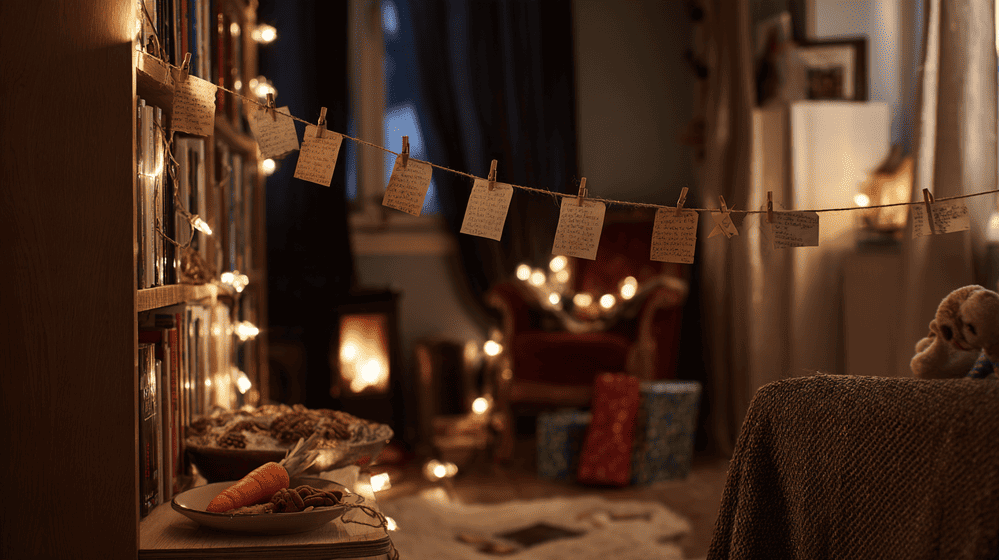 Nederlandse woonkamer waar Sinterklaas spelltjes gespeeld worden met pakjesavond
